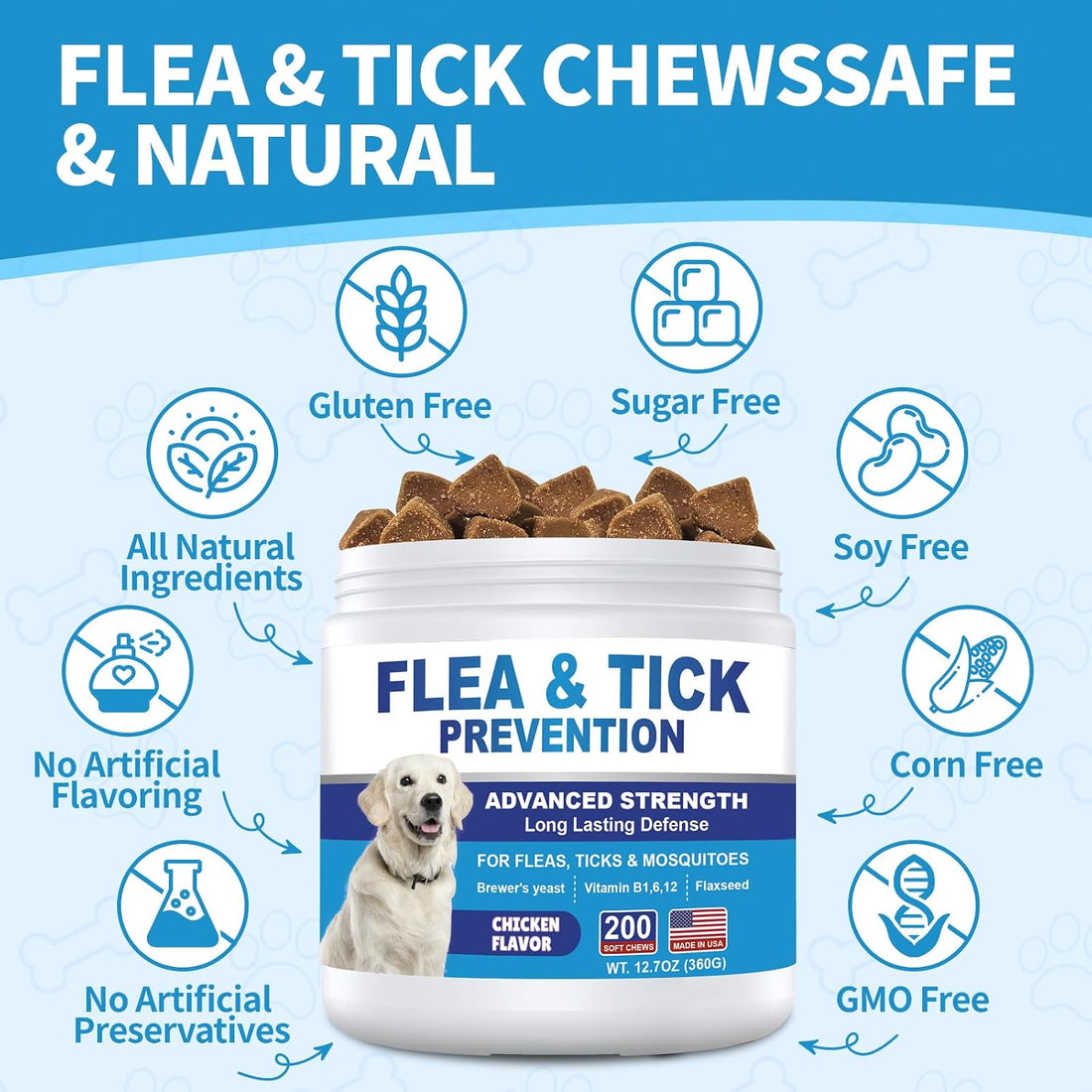 Flea and Tick Prevention for Dogs Chewables 200Ct