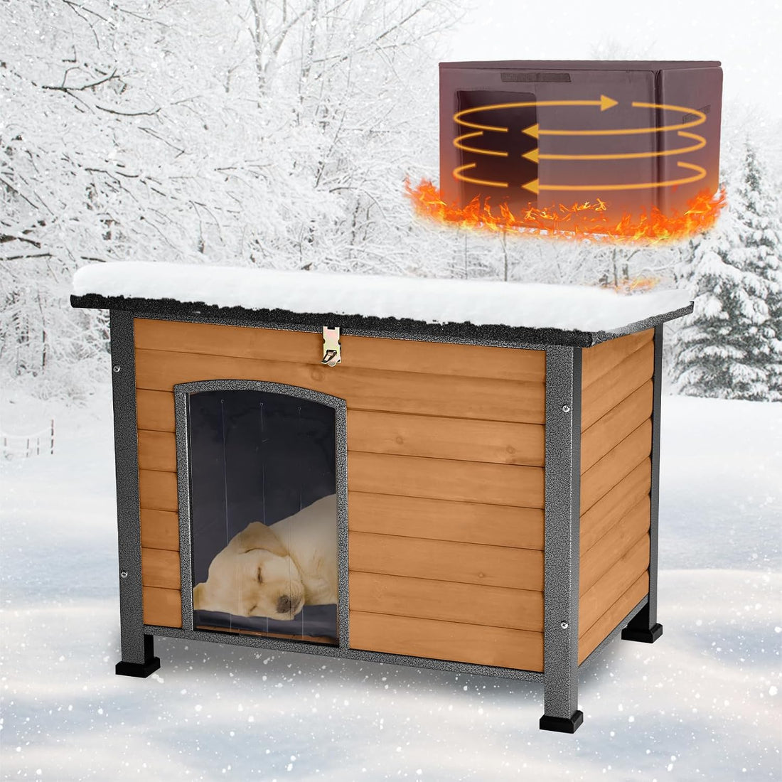 Suumerpety Feral Dog House Outdoor,Anti Bite Iron Frame Dog