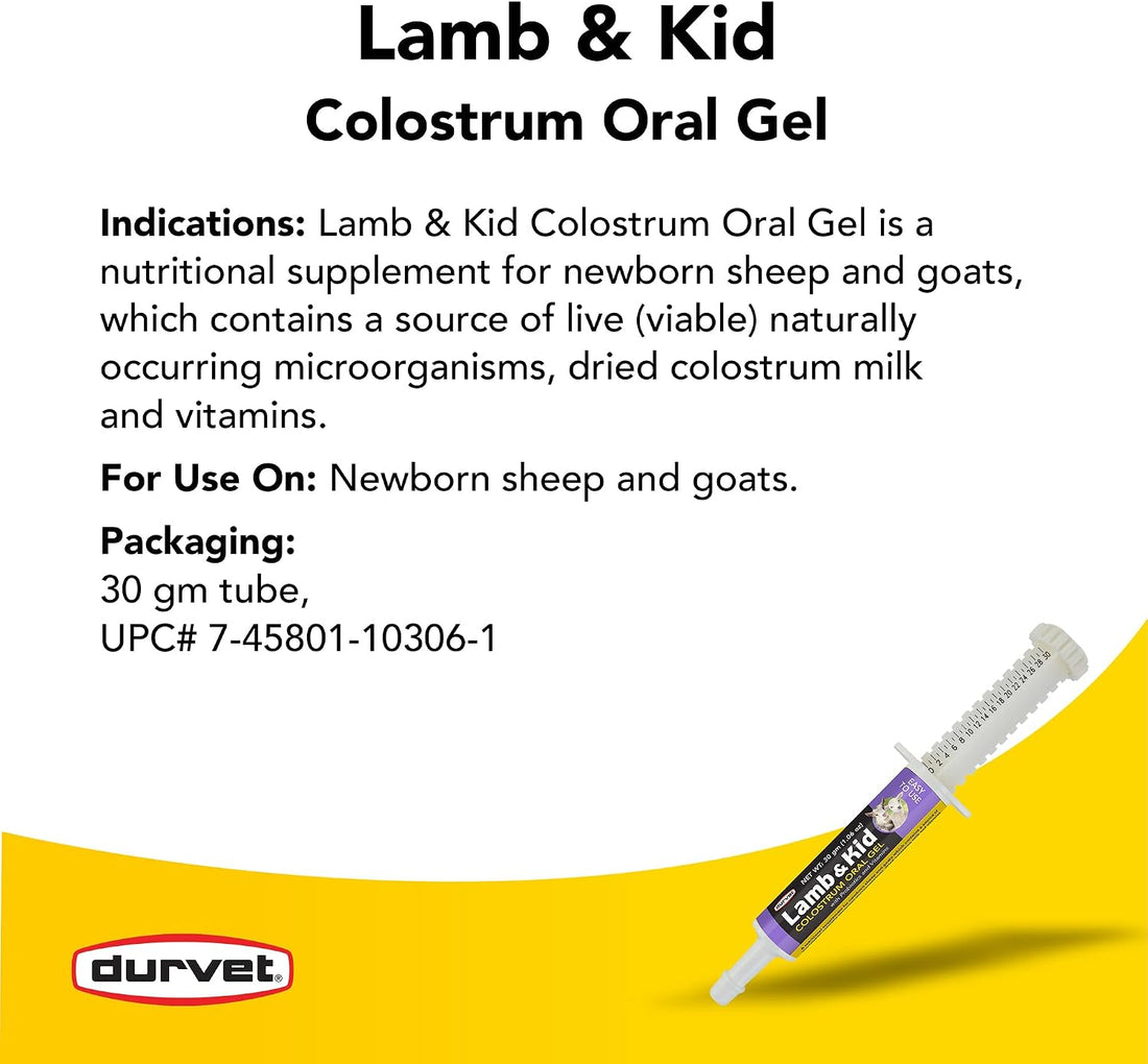 DURVET 698308 Oral Colostrum Gel for Lamb & Kids, 30ml