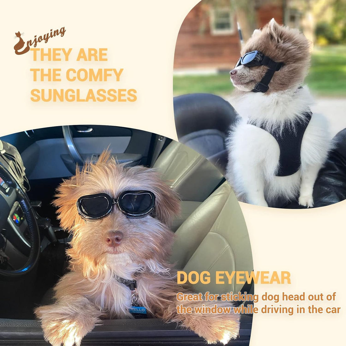 Enjoying Dog Goggles Small Breed, Dog Sunglasses UV Protection