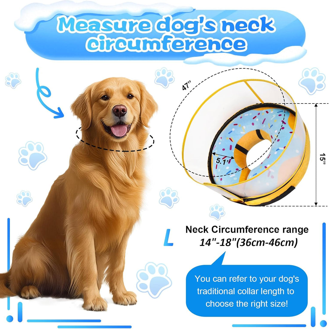 CNEO Inflatable Dog Cone Collar with Detachable Enhanced Anti-Licking