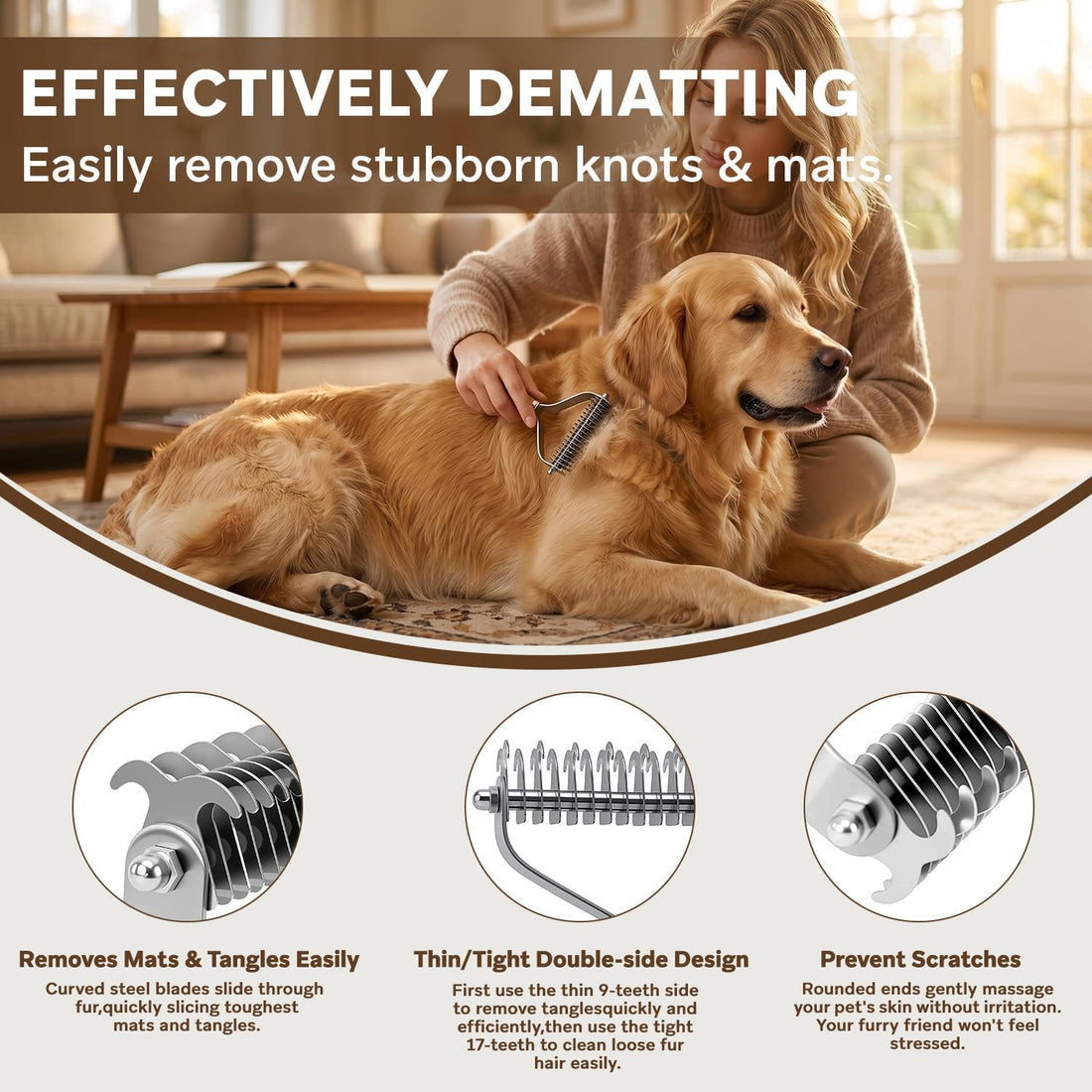 PAWSHOLIC Undercoat Rake for Dogs