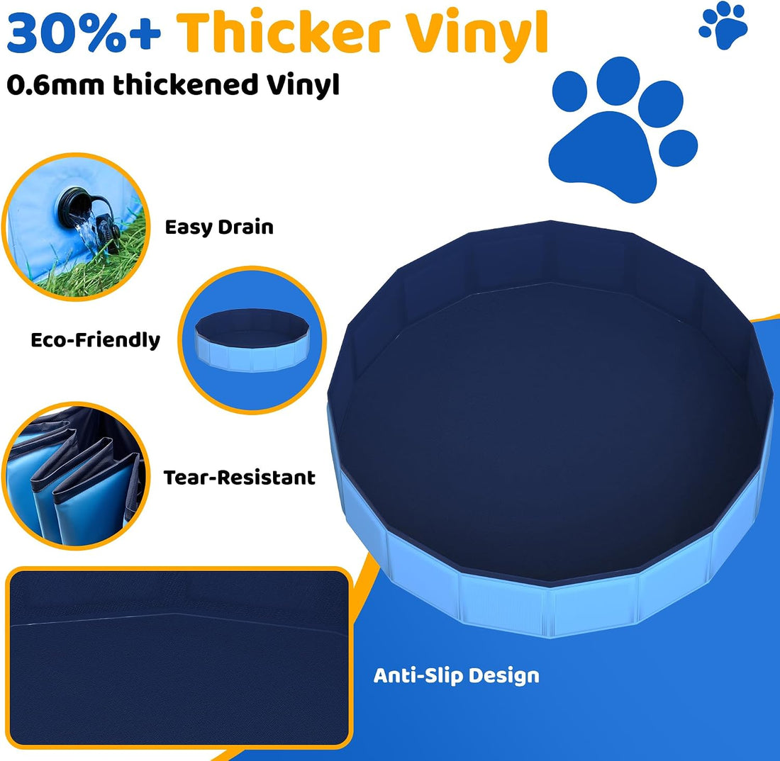 CACSPS Foldable Dog Pool with Hard Plastic, Non-Slip