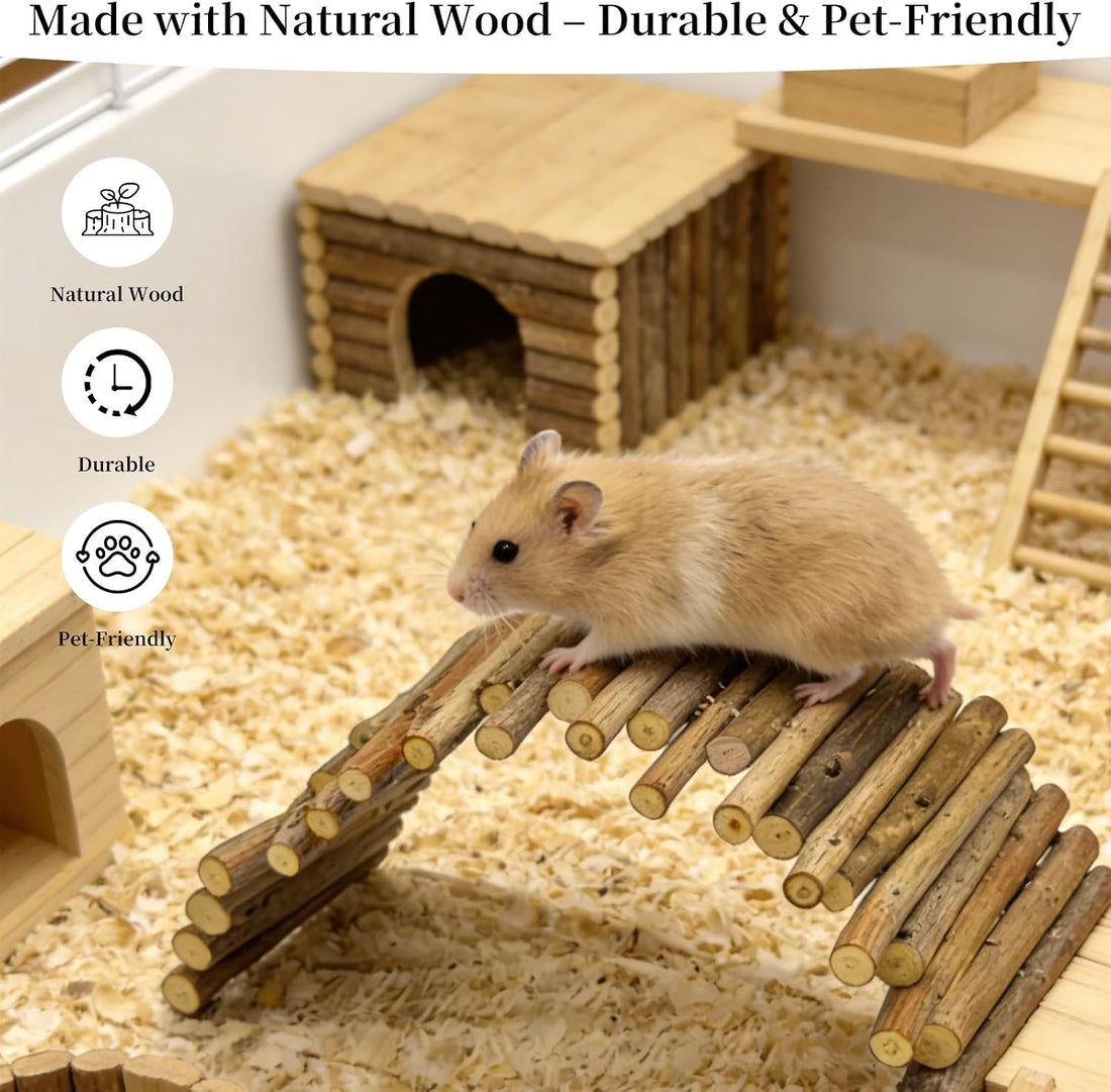 Bendable Hamster Bridge,12in Wooden Hamster Cage Accessory