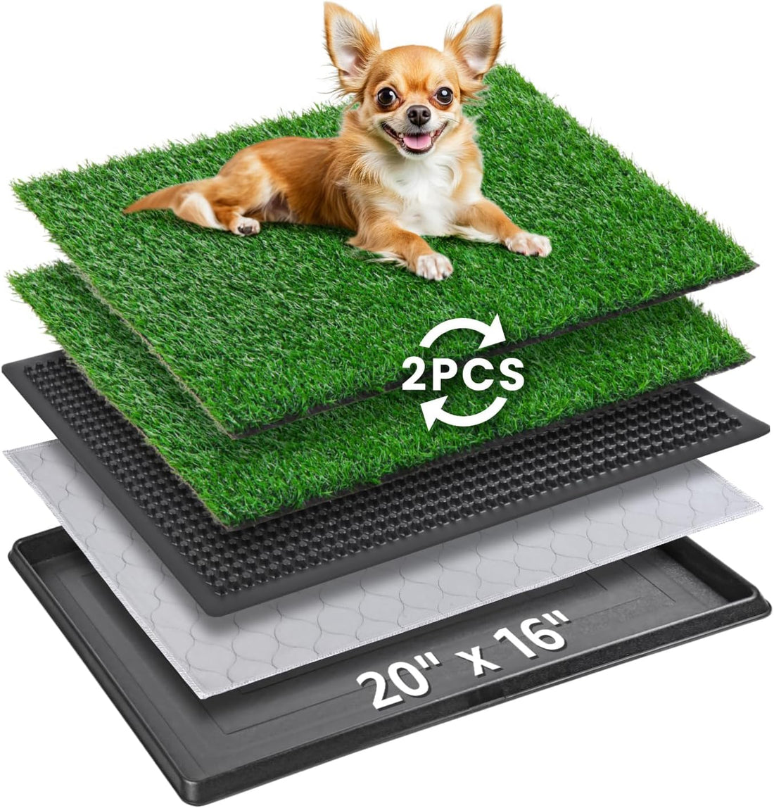 Grass Pad with Tray 20"x16", Dog Litter Box for Puppy Training