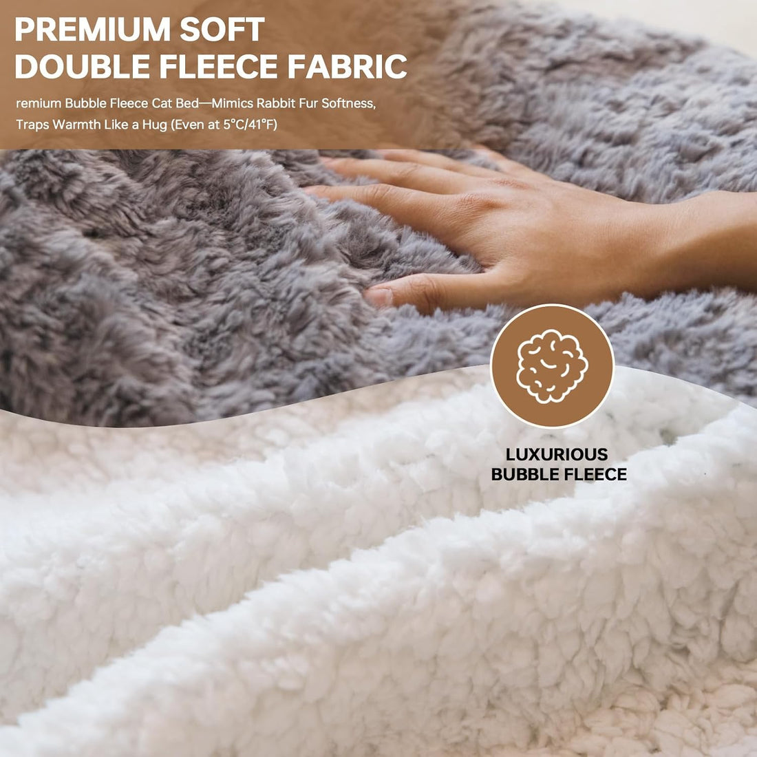 Self Warming Cat Cave Bed, Double-Layer Faux Fur Sleeping Bag