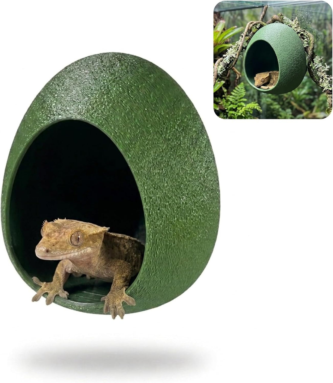 Egg Reptile Hide Cave with Suction Cups, Hanging Gecko Shelter