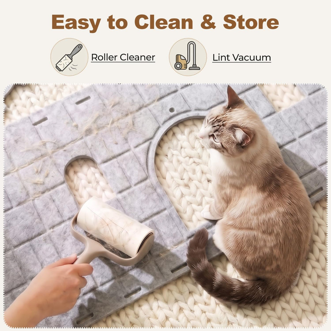 Cat Castle House for Indoor Cats, Felt Cat Cave with Fluffy Ball