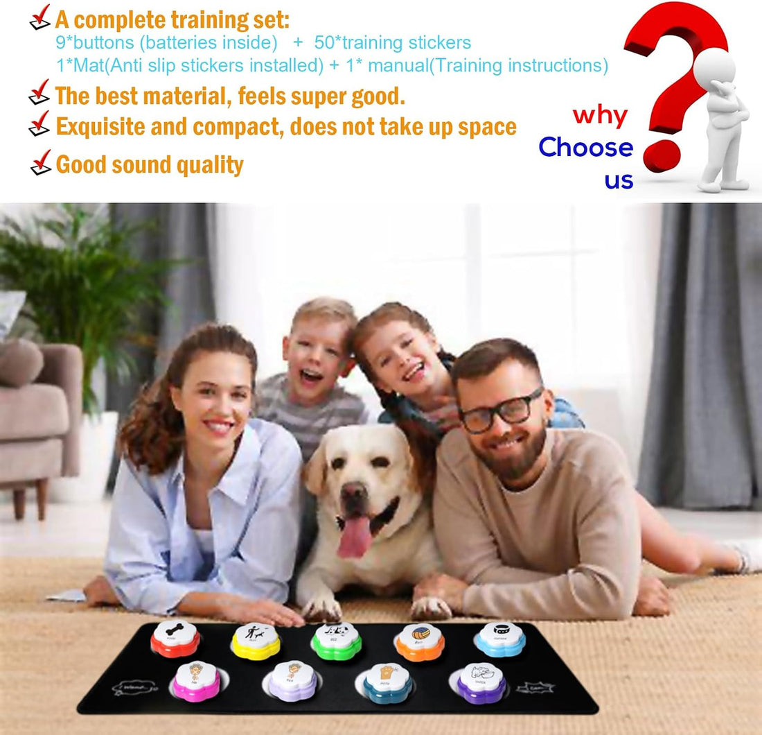 Dog Buttons for Communication, 9pcs Recordable Talking Buttons Set