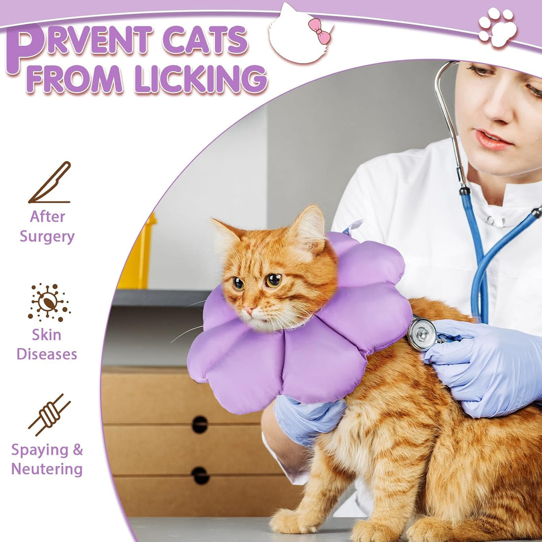 ANWA Cat Cone Collar Soft, Waterproof Cat Recovery Collar