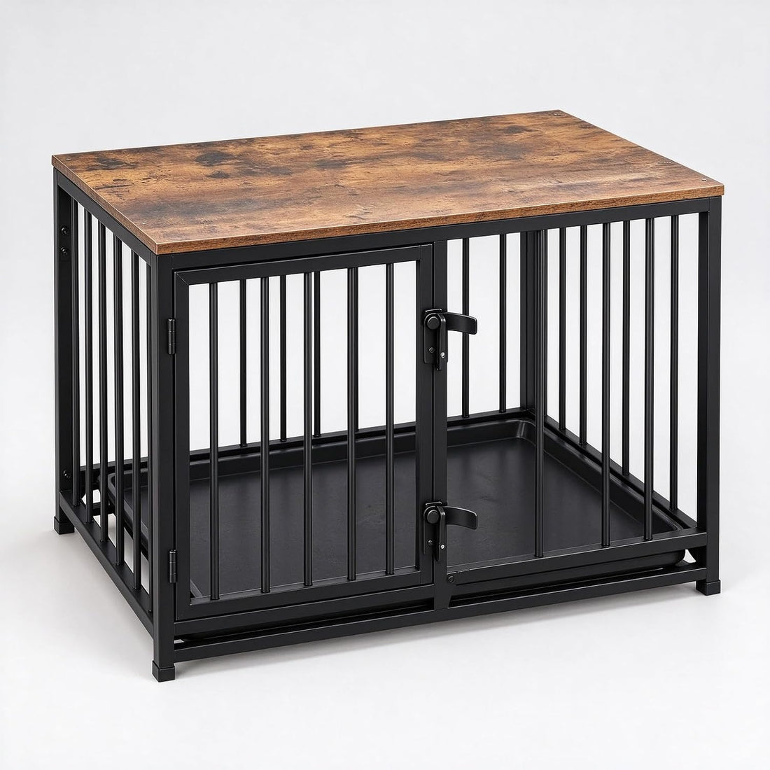 Dog Crate Furniture, 33.5" Metal Dog Kennel, Wood Tabletop