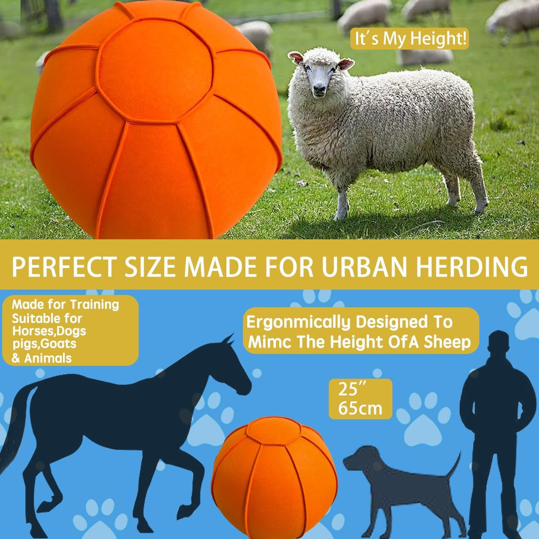 Herding Ball for Dogs, 25" Horse Ball with Cover
