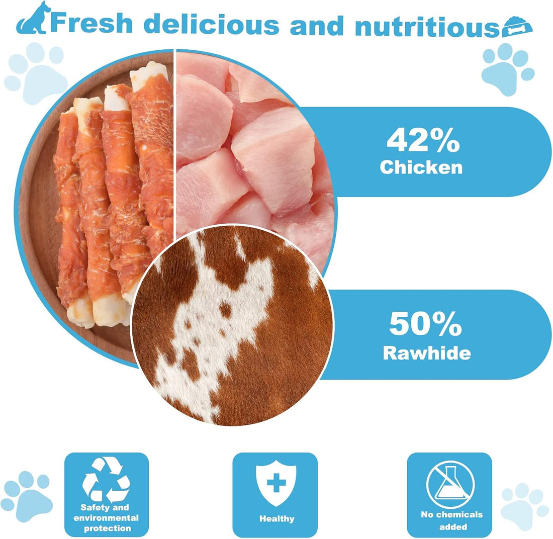 Dog Treats Chicken Wrapped Rawhide Rolls Healthy Dog Chews Long
