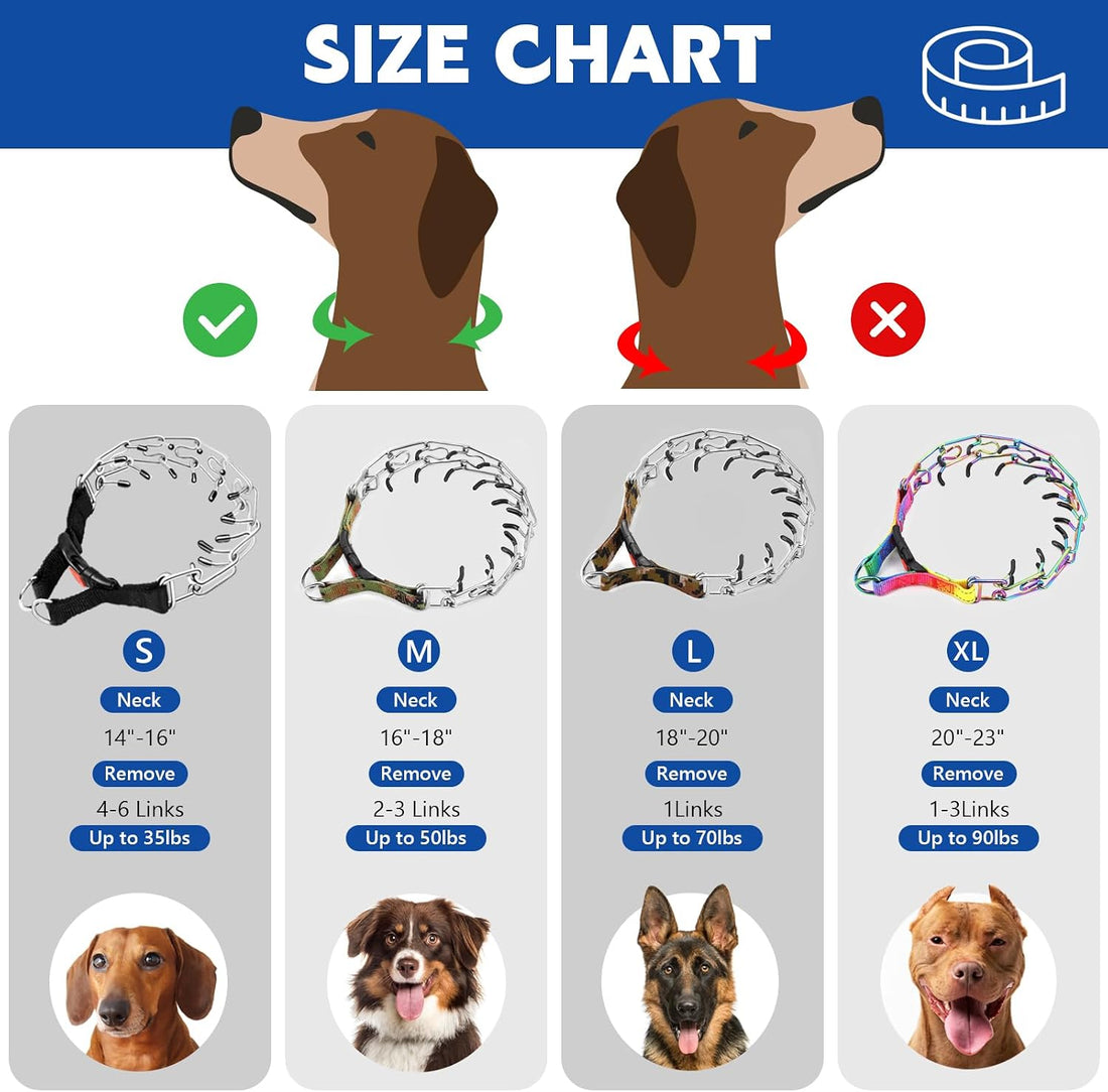 Supet Prong Collar for Dogs, Adjustable Dog Choke Collar Adjustable
