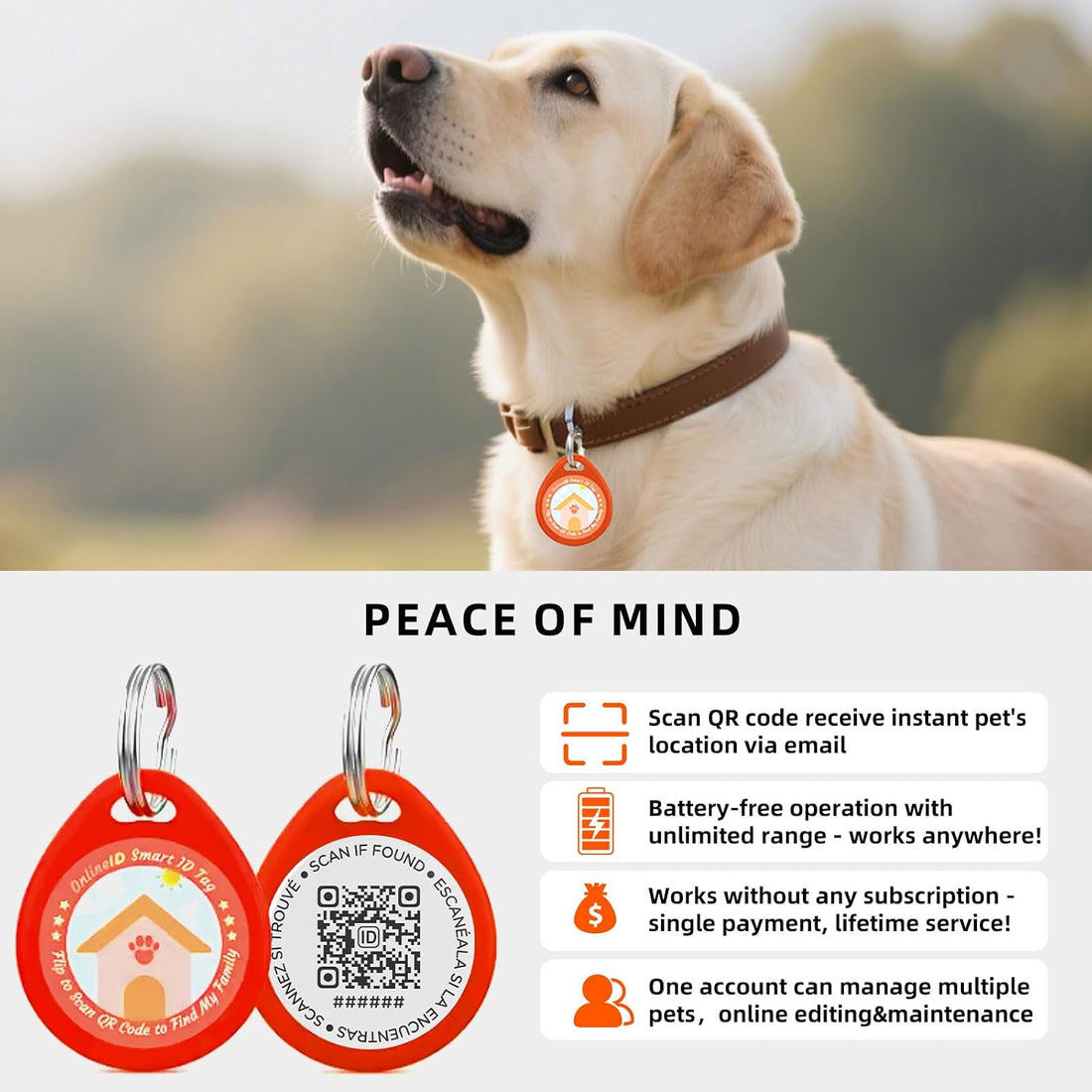 1 Pack Personalized Cat Tags,QR Code Pet ID Tags with Online Profile