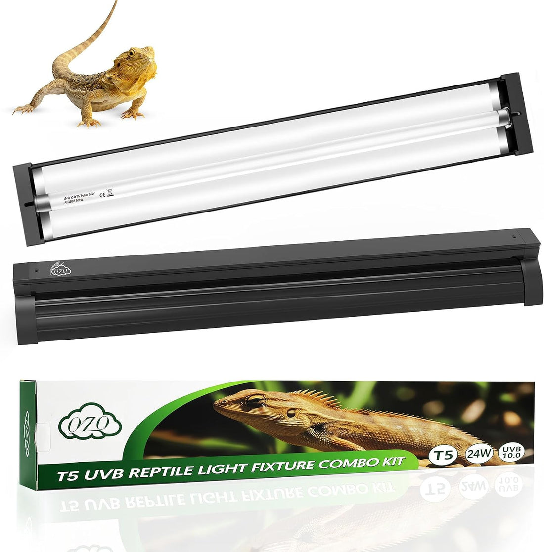 QZQ T5 10.0 UVB Reptile Light Fixture Combo Kit 8W