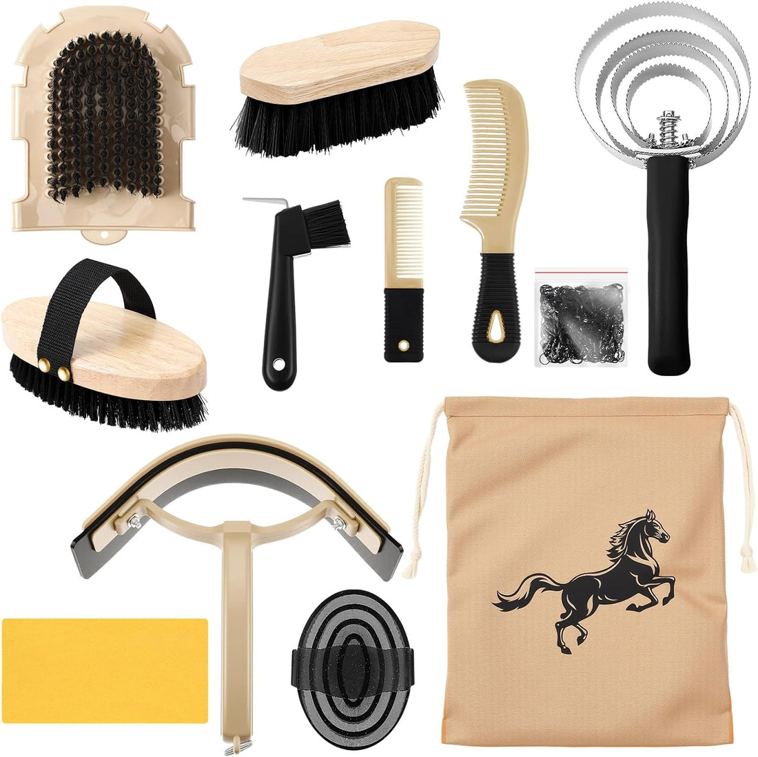 Abbylike 12 Pieces Horse Grooming Kit Equine Care Brushes,Blue