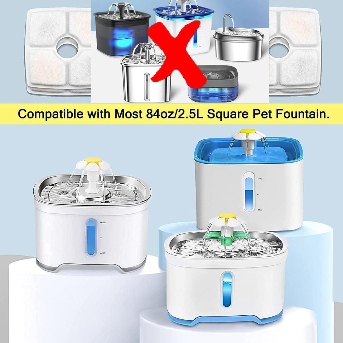 Cat Water Fountain Filters,10 Pack Replacement Filter Fit for Top