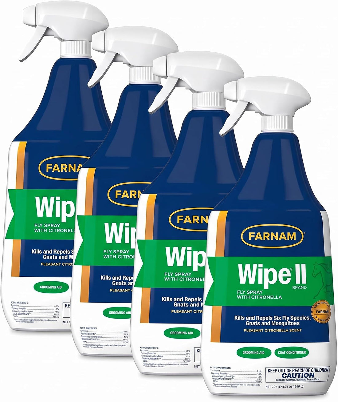 Farnam Wipe II Horse Fly Spray with Citronella, 32 oz Spray