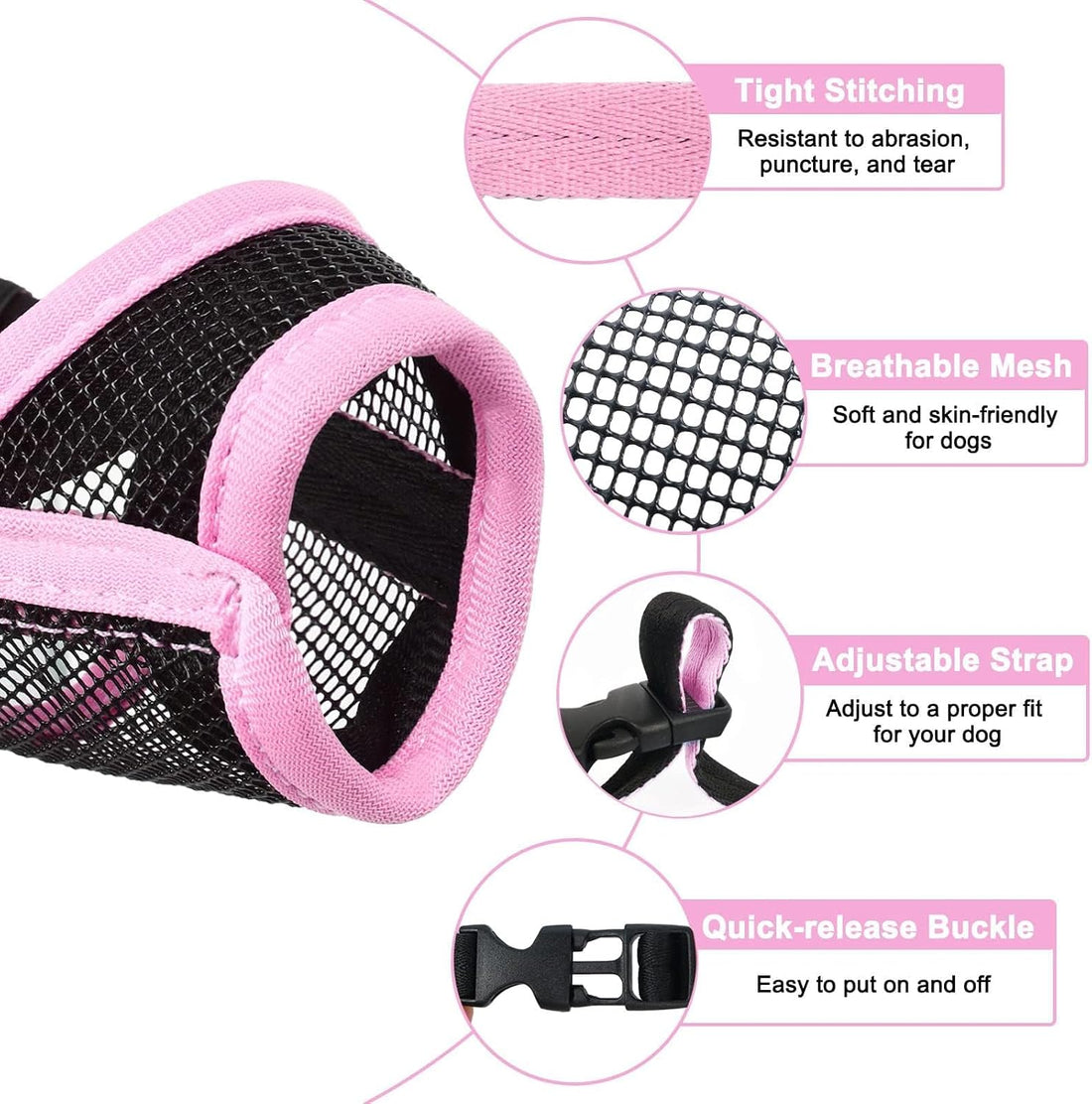 LUCKYPAW Mesh Dog Muzzle for Small Medium Dogs to Prevent Biting