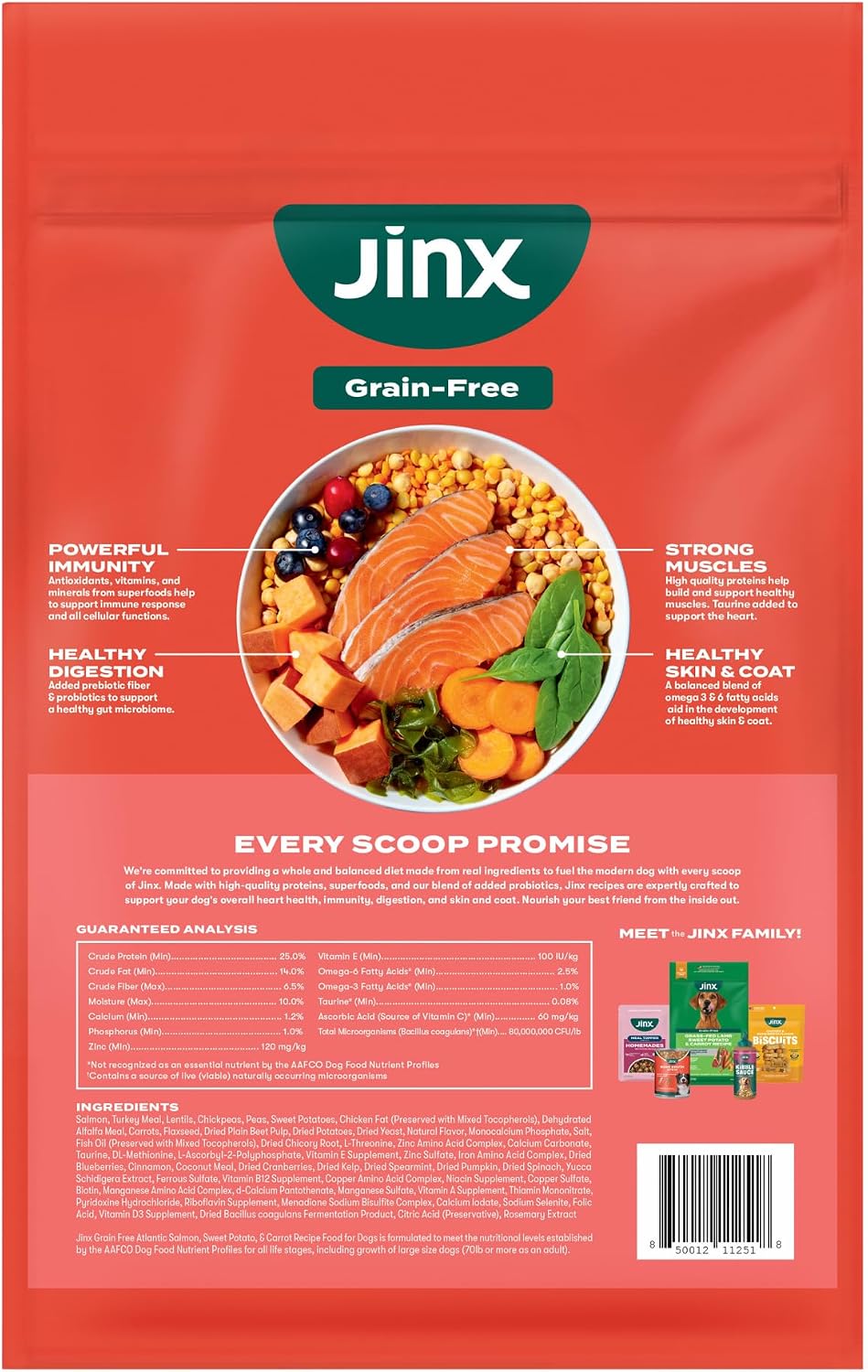 Jinx Grain Free Dry Dog Food - Real Salmon, Sweet Potato & Carrot, 4lb