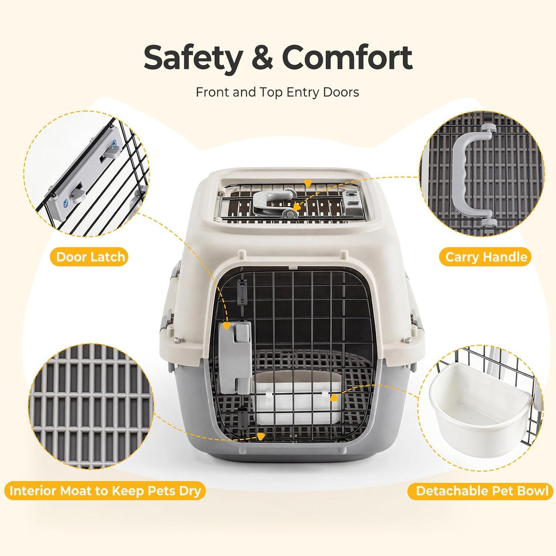 NEWBULIG 23" Hard-Sided Dog Carrier for Small Dogs & Cats