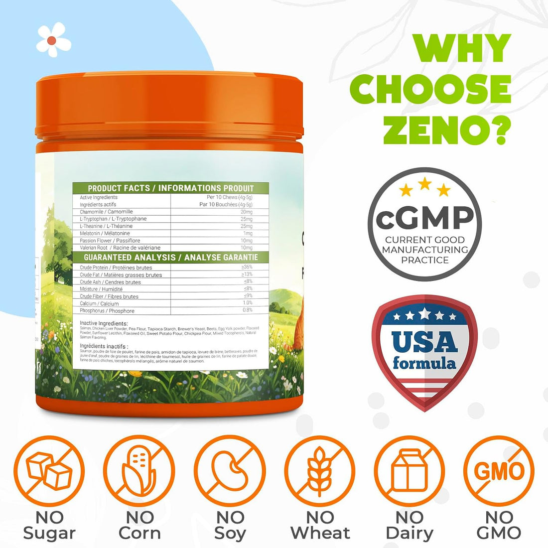 ZENO Calming Chews for Cats, Hemp Anxiety Relief with Melatonin