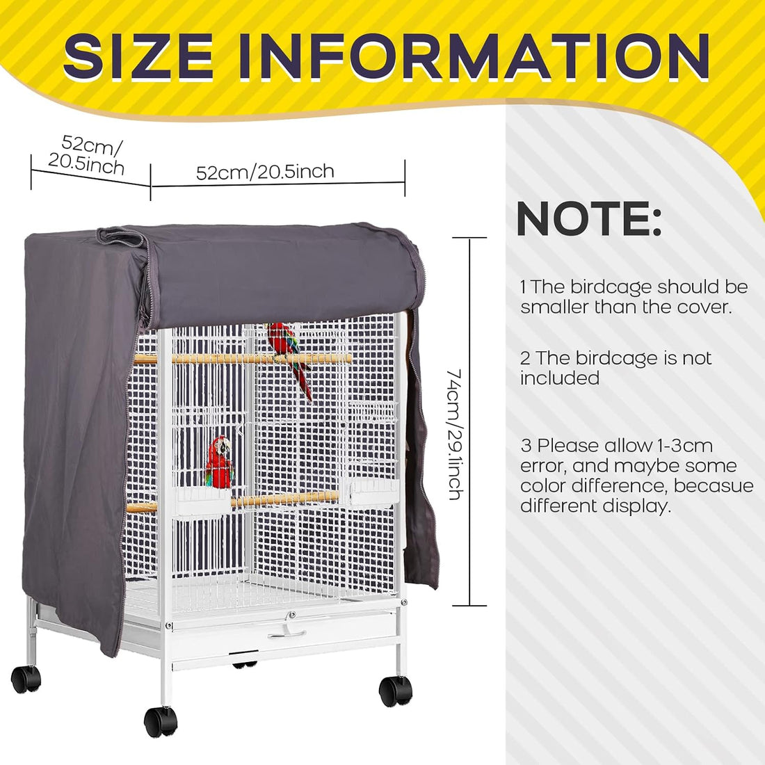 QBLEEV Bird Cage Covers, Breathable Blackout Birdcage Covers for Night