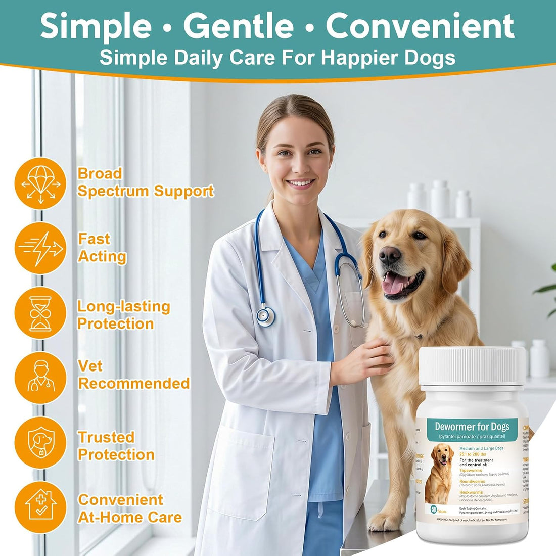 Dewormer for Dogs, Broad-Spectrum Dog Dewormer for Tapeworms