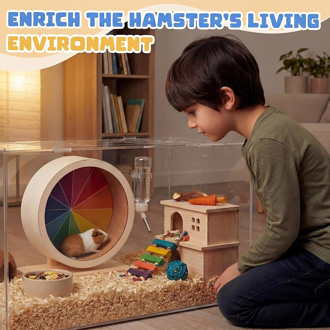 Geelin 9 Inch Hamster Wooden Silent Wheel