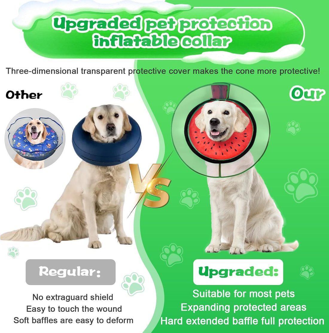 CNEO Inflatable Dog Cone Collar with Detachable Enhanced Anti-Licking