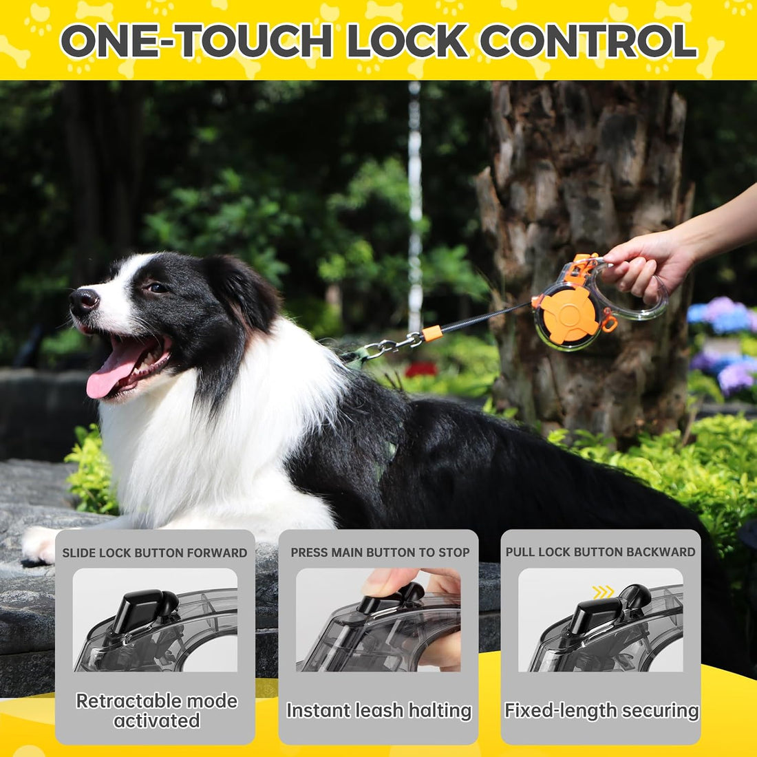 16 ft Retractable Dog Leash, Transparent Design, Up to 110 lbs