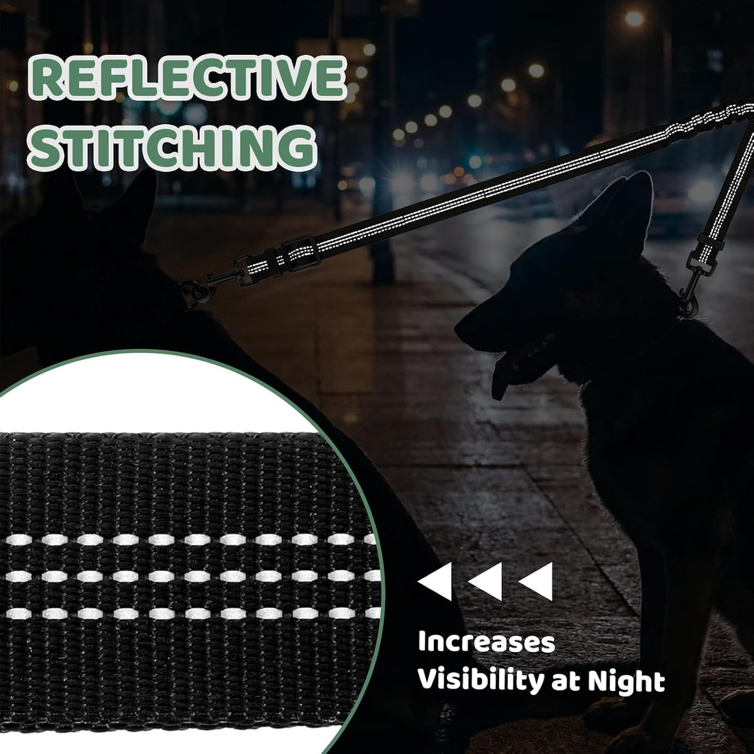 LEOSASA Double Dog Leash for 2 Dogs