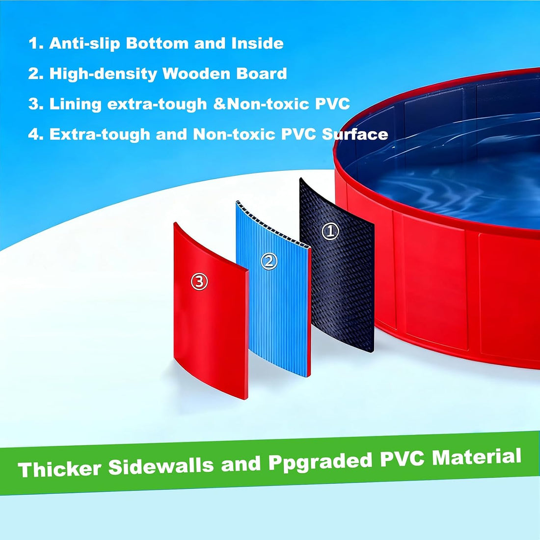 Foldable Dog Pool, Collapsible Plastic Dog Swimming Pool