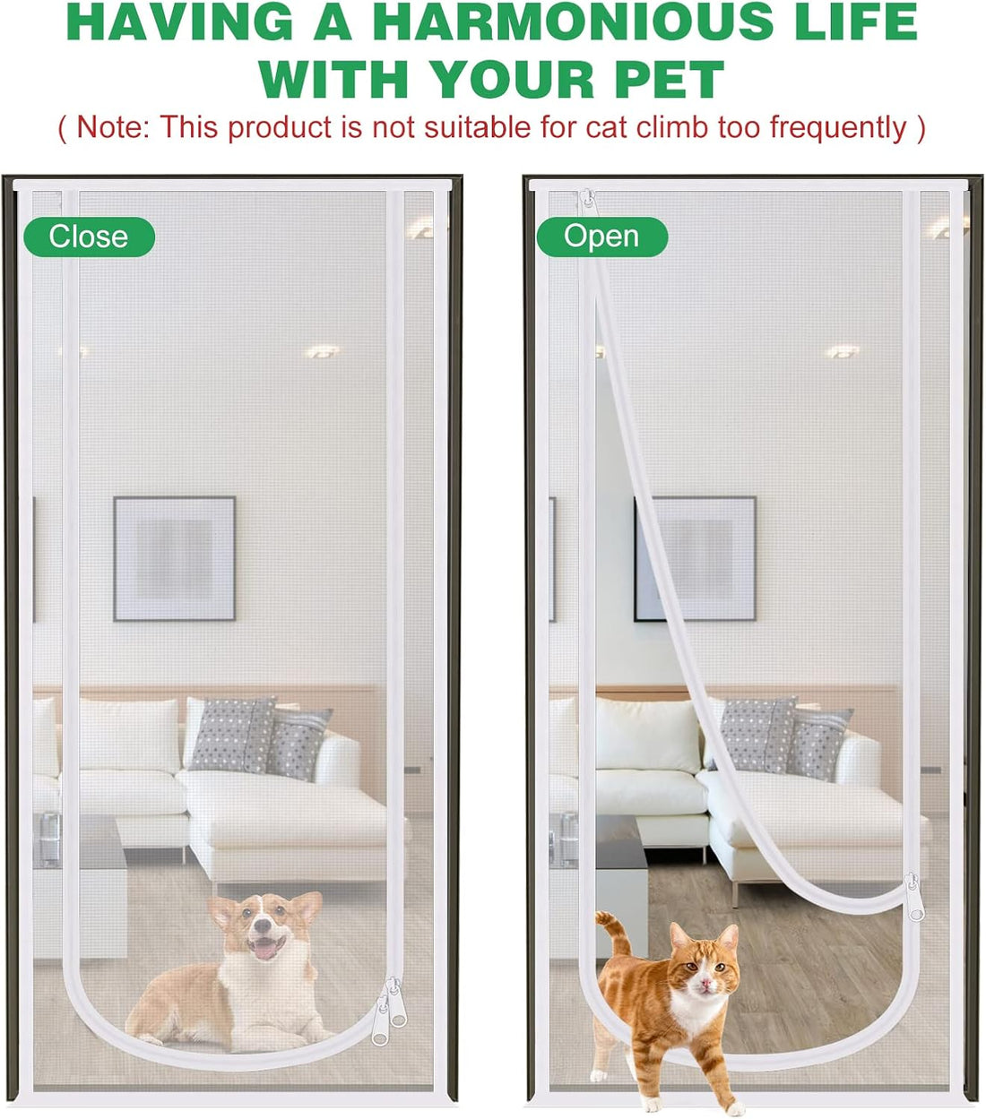Reinforced Cat Screen Door, 35.5X82” Heavy Duty Pets Proof Screen