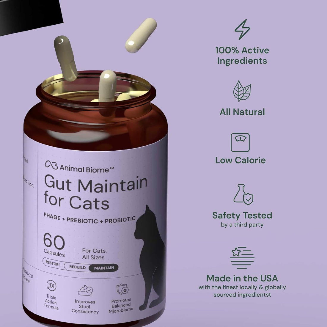 AnimalBiome NEW Probiotics for Cats with S Boulardii KittyBiome