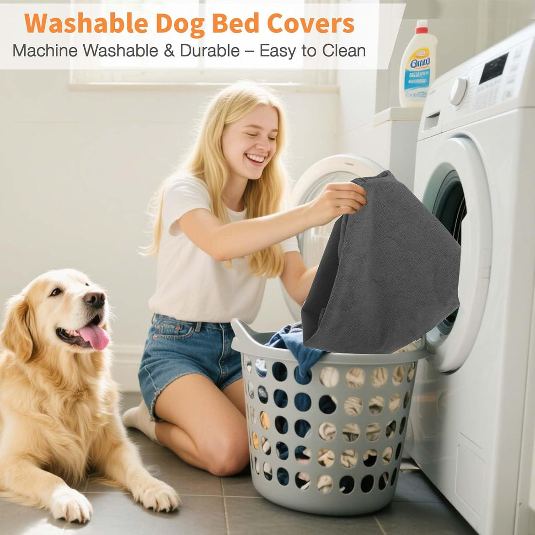 Dog Bed Covers Replacement Washable Waterproof Round Bed Protector