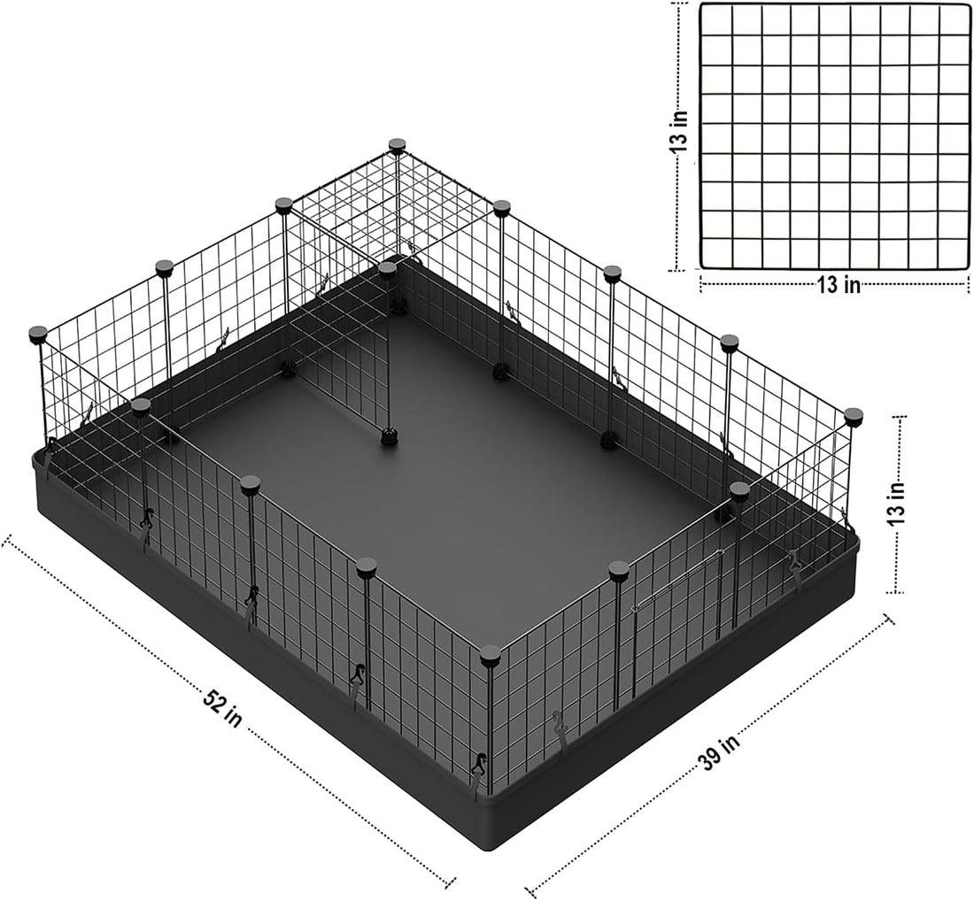 LANGXUN 16pcs Small Animal Playpen with Door, Waterproof Mat