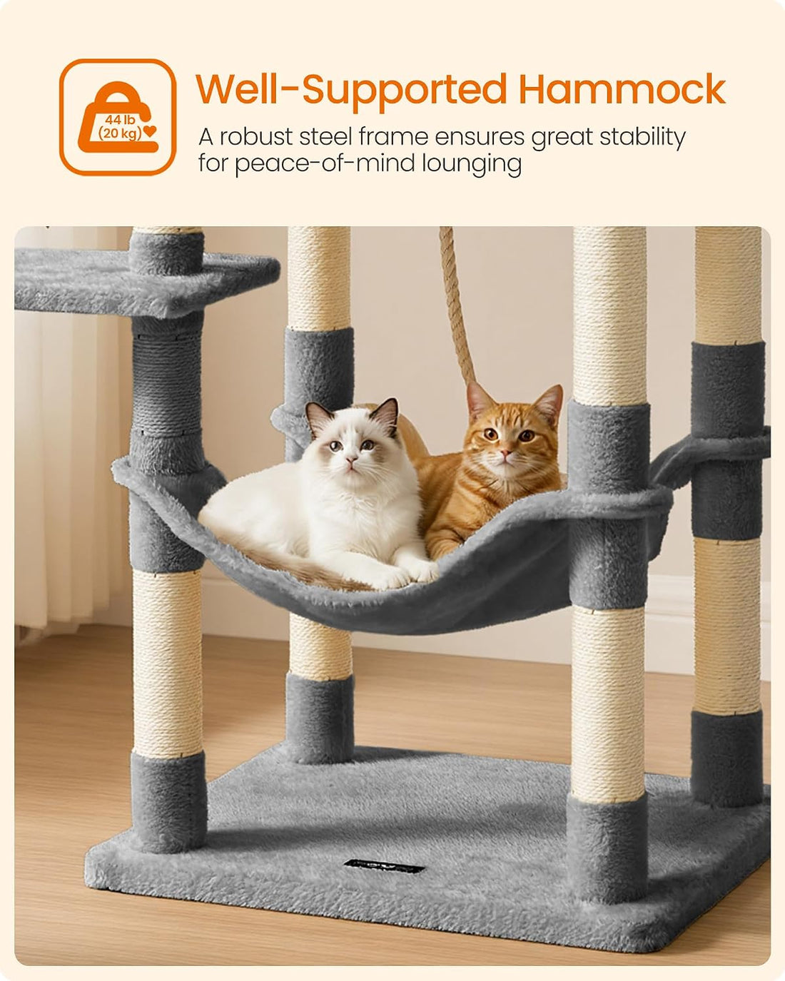 Feandrea Cat Tree, 56.3-Inch Cat Tower