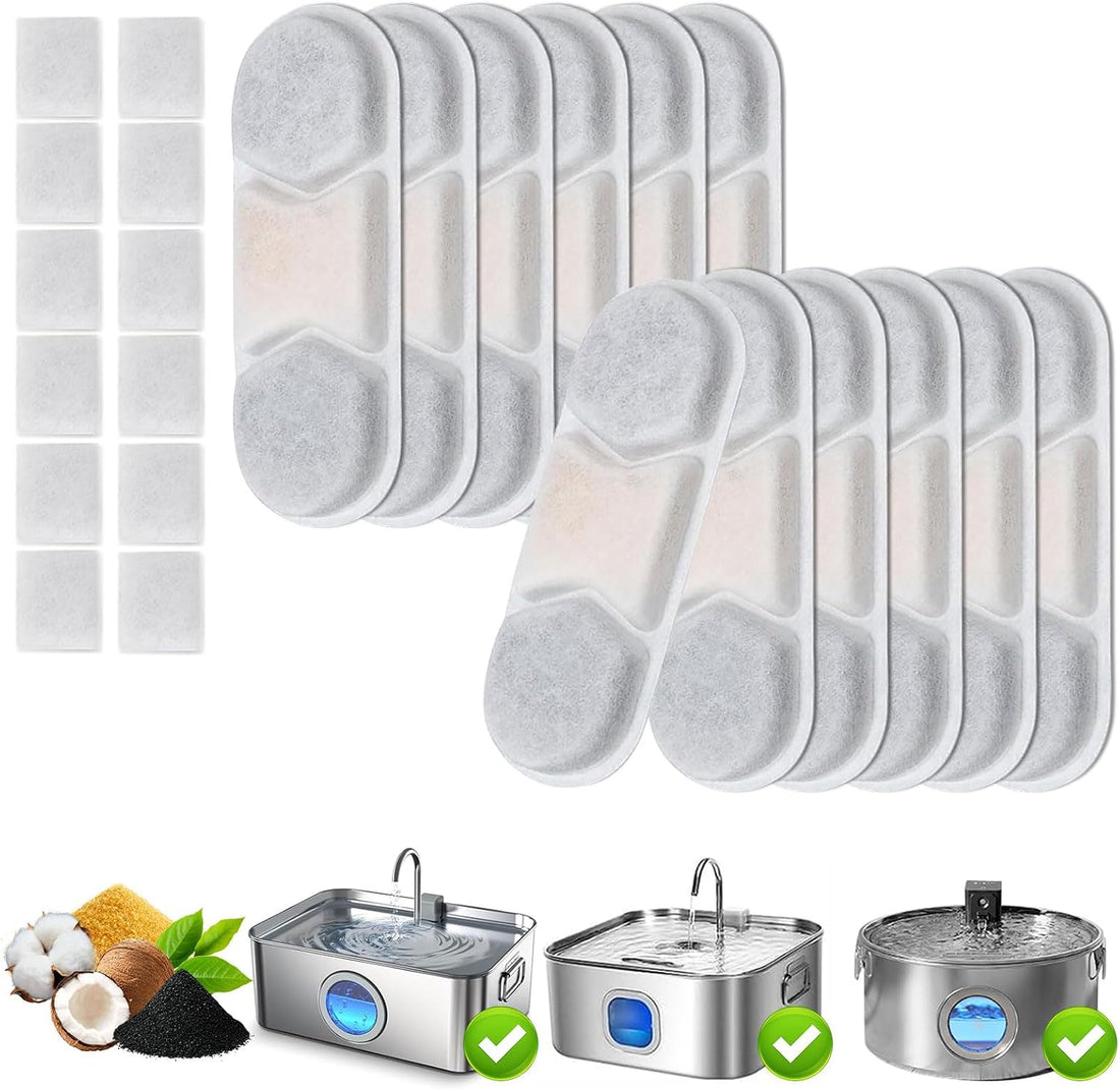 12 Pack Dog Fountain Filter Replacement for 3.2/4.2Gal Stainless Steel