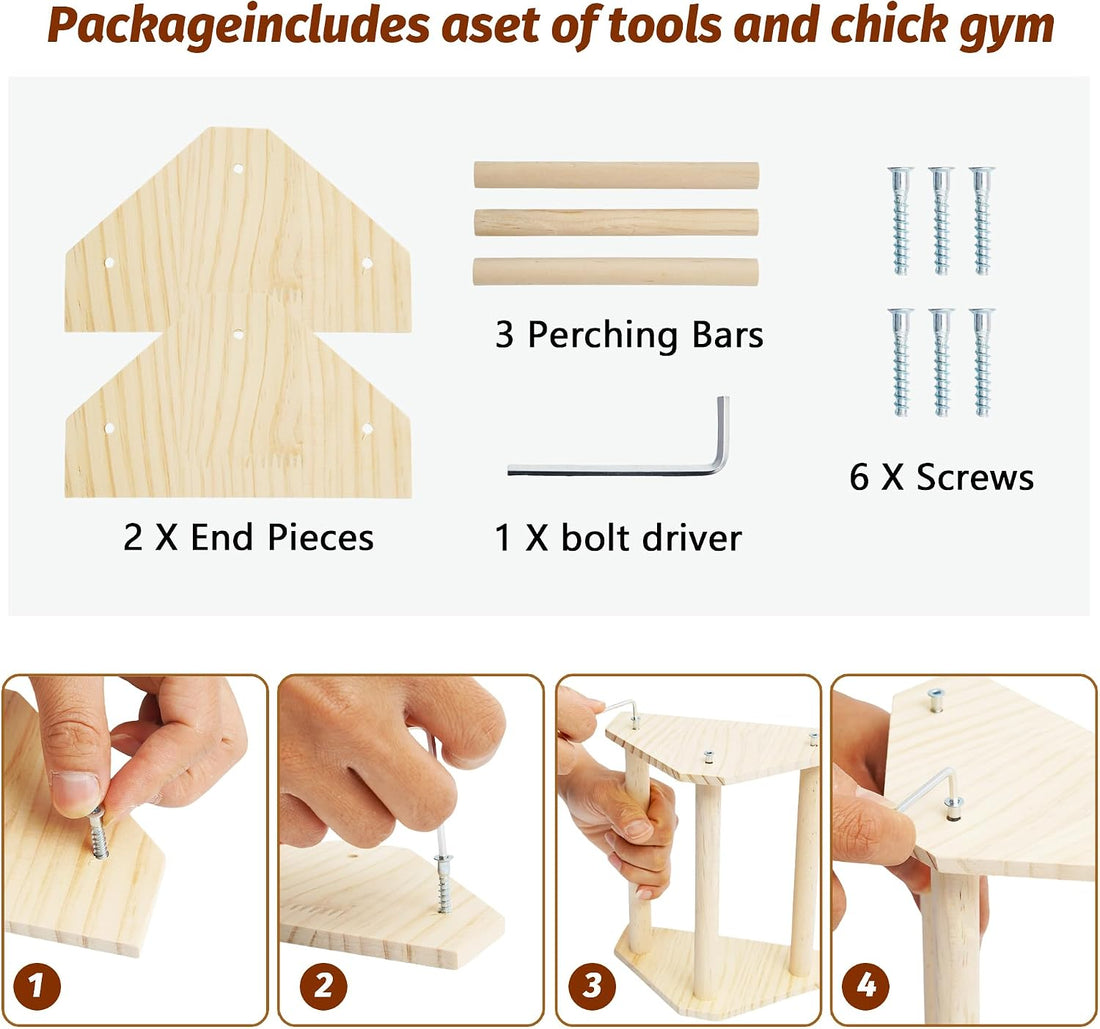 YLSURNY Baby Chicken Perch Strong Pine Wooden Chick Jungle Gym