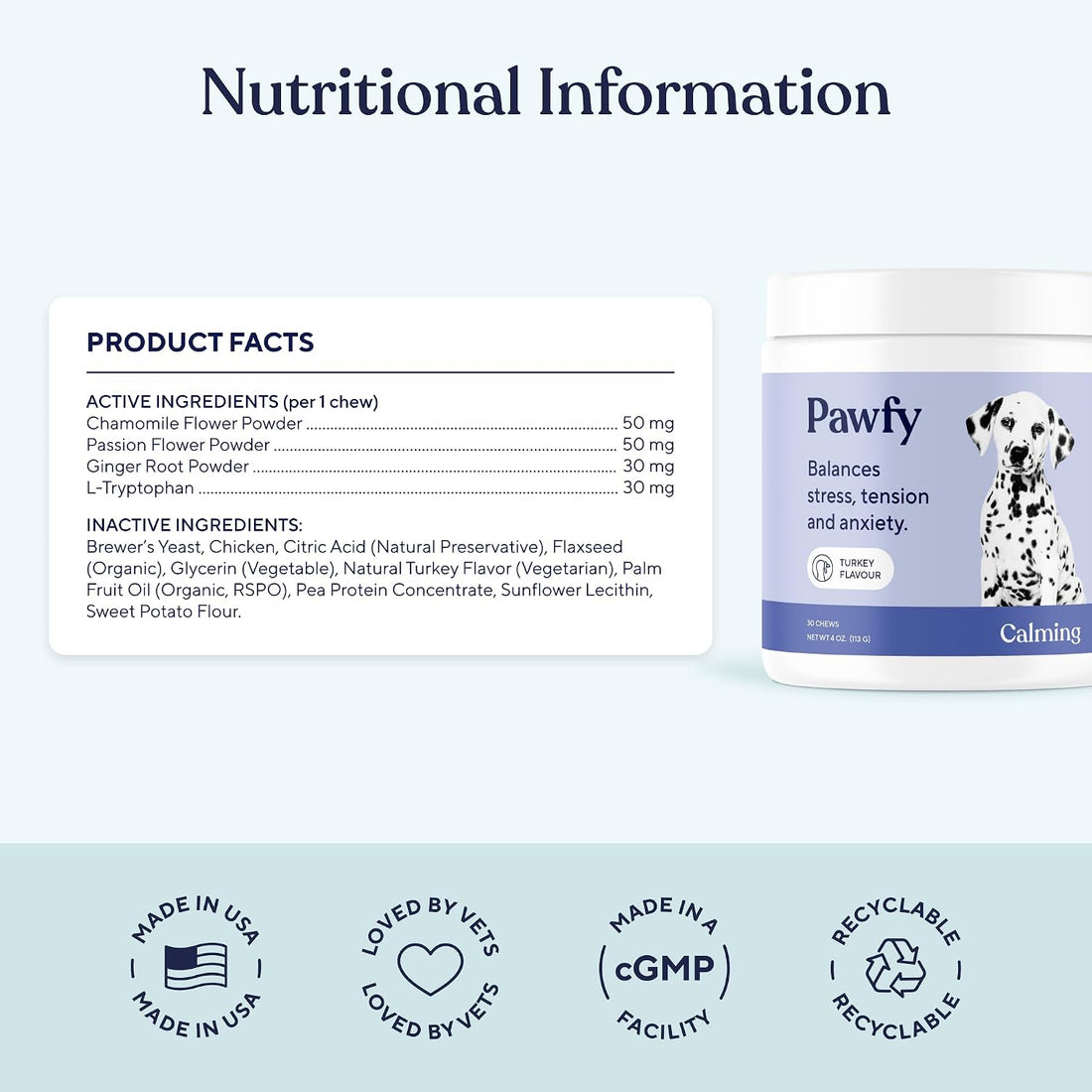 Pawfy Calming Chews for Dogs - Anxiety & Stress Relief for Thunder