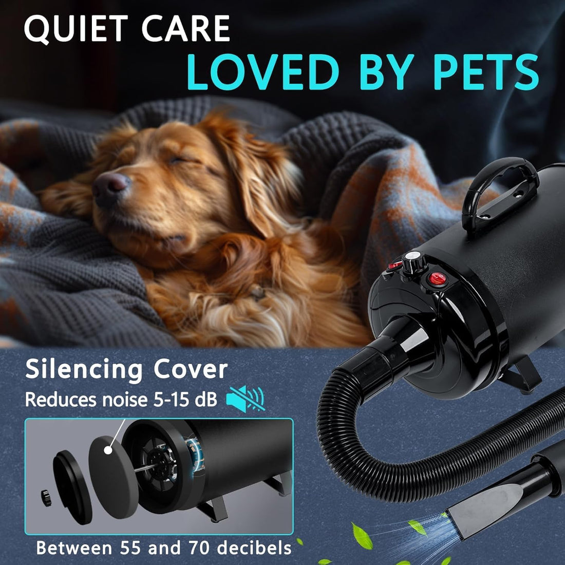 Blanlody High Velocity Dog Hair Dryer 5.2HP/ 3800W Professional Dogs