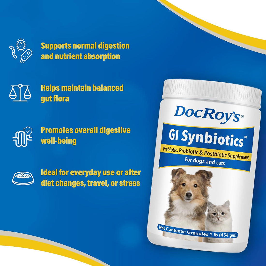 Doc Roy's GI Synbiotics Prebiotic & Probiotic Granules for Dogs & Cat