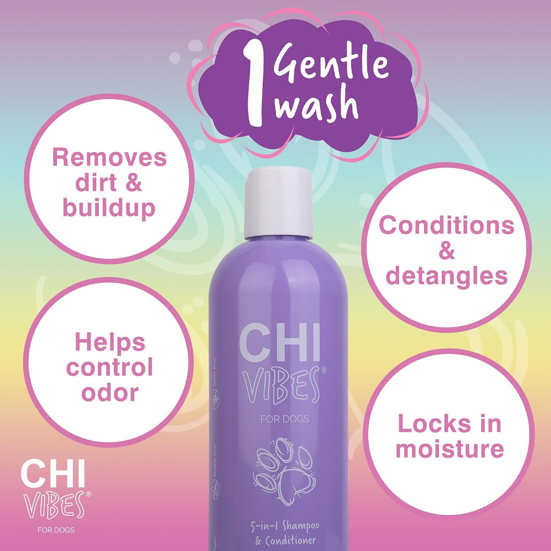 CHI Vibes for Dogs 5-in-1 Shampoo & Conditioner, 12 Fl Oz