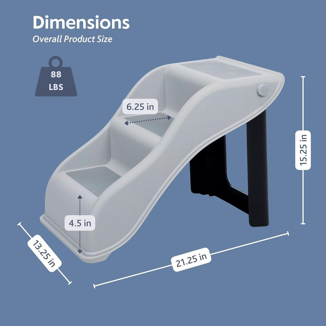 TRIXIE Lightweight 3-Step Pet Stairs, Gray