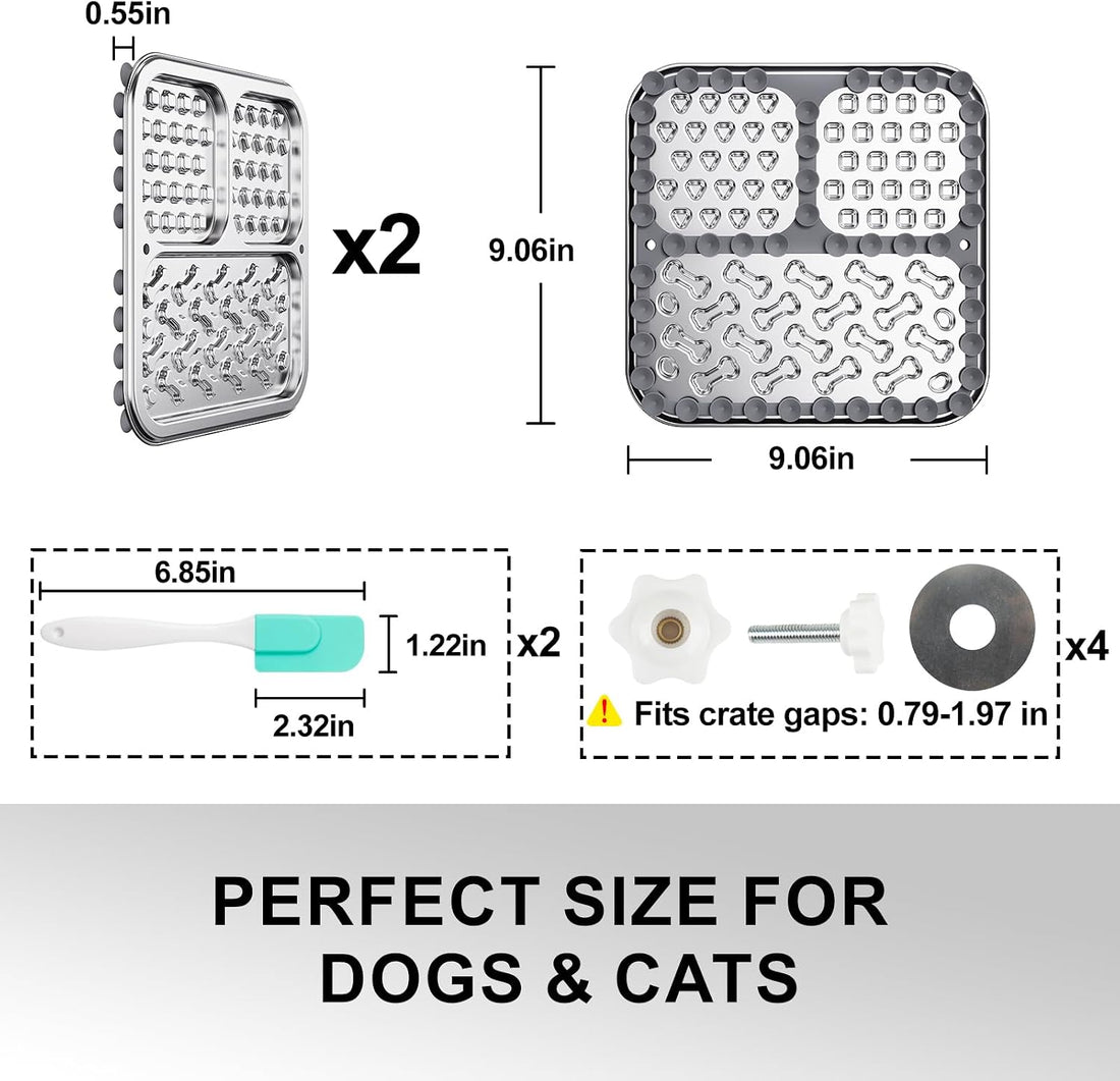 Kactoily 2-Pack 304 Stainless Steel Lick Mat for Dogs and Cats
