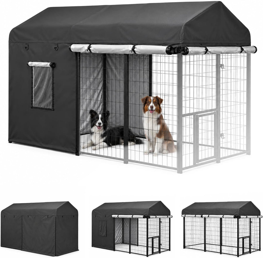 ROOMTEC 8 x 4 FT Outdoor Dog Kennel Cover, Full Side Cover