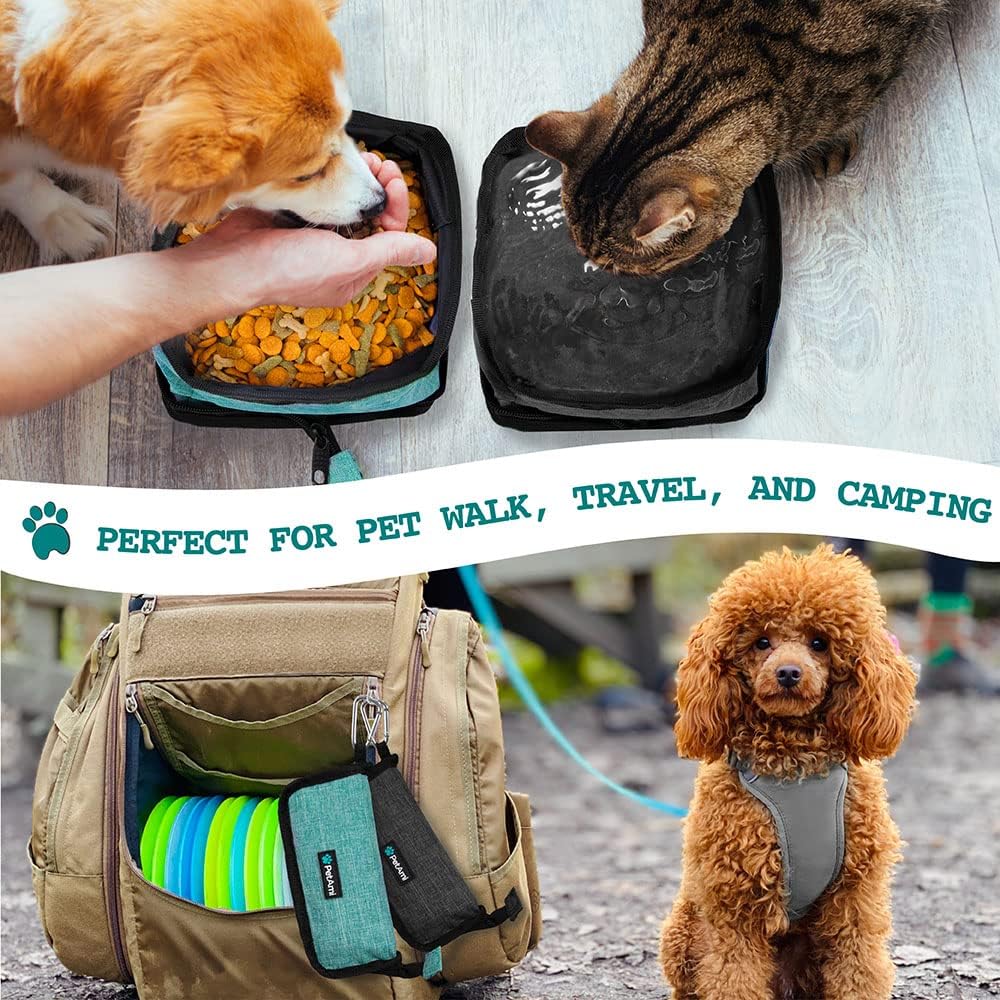 PetAmi Collapsible Dog Bowls 2 Pack, Food and Water Bowls Travel Set