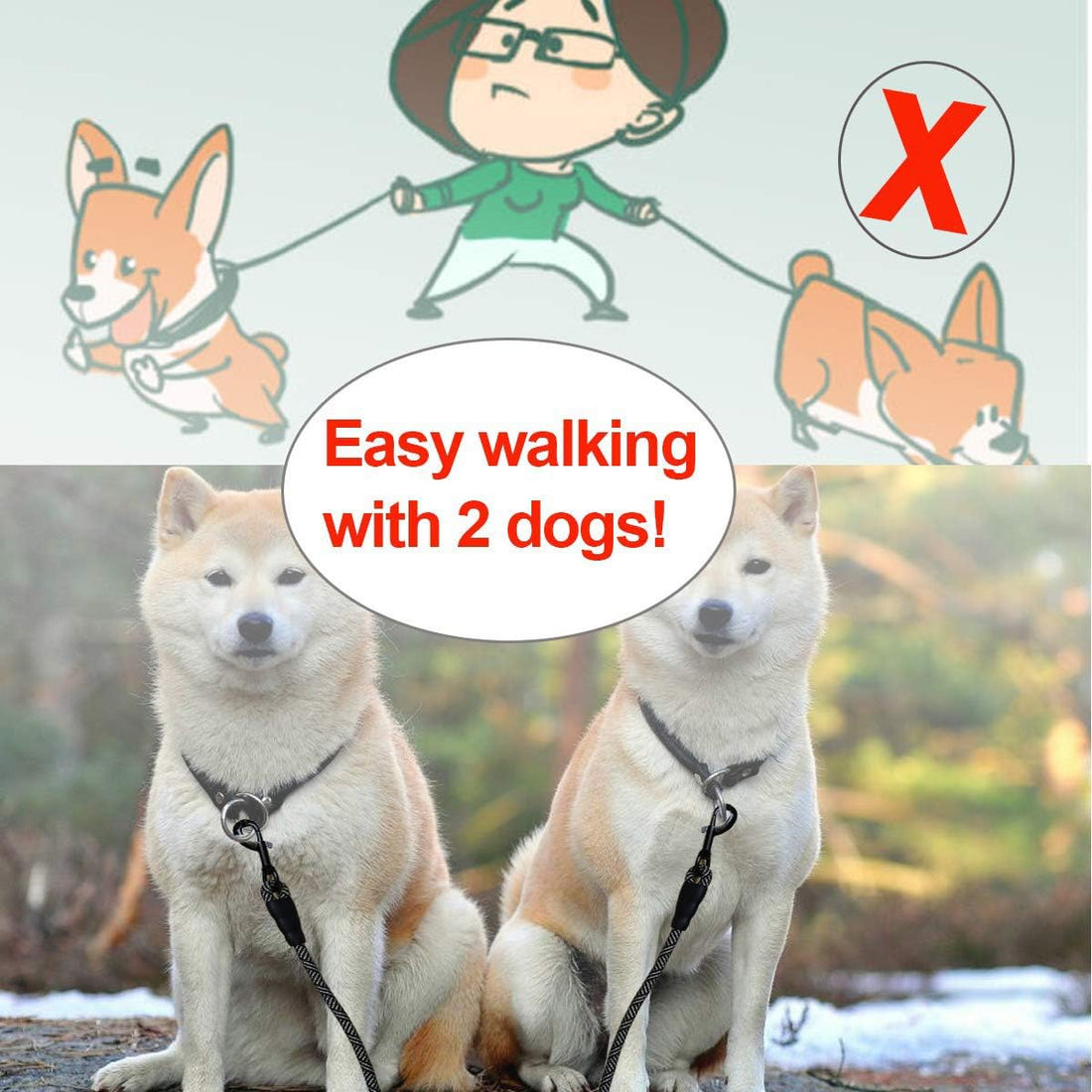 Mycicy 5 FT Double Dog Leash Coupler